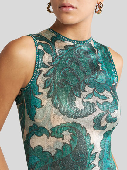 LAMINATED JERSEY DRESS WITH MAXI PAISLEY PRINT