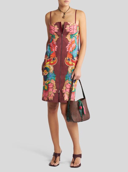 DRESS WITH SCARF-STYLE FLORAL PRINT