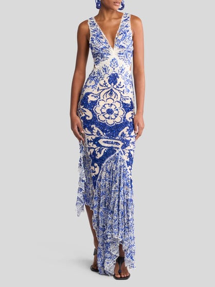 LONG DRESS WITH SEQUIN EMBROIDERY