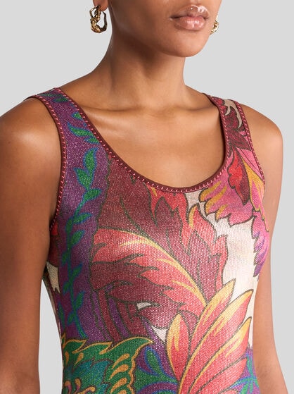 LAMINATED JERSEY DRESS WITH MAXI FLORAL PRINT