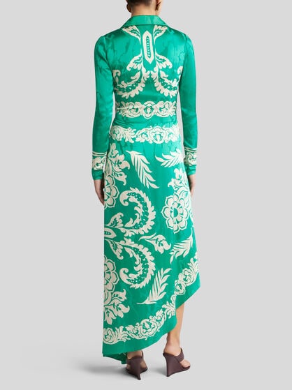 WRAP DRESS WITH STENCIL FLORAL PRINT