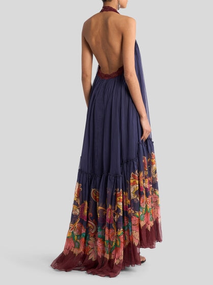 BOHO DRESS WITH OPEN BACK AND FLOUNCE