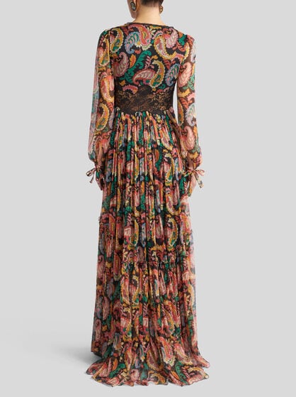 LONG BOHO DRESS WITH PAISLEY AND LACE