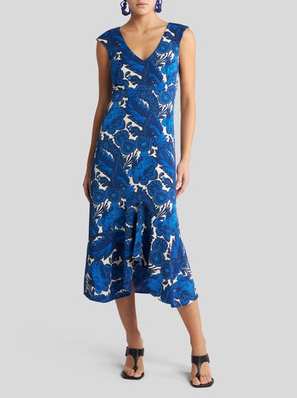 MIDI DRESS WITH MAXI FLORAL PRINT