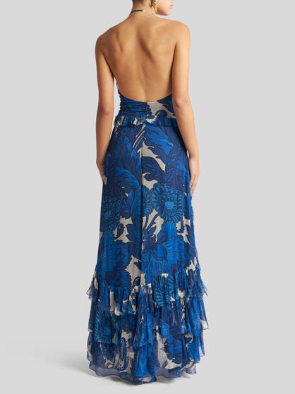 DRESS WITH MAXI FLORAL PRINT AND DETACHABLE CAPE
