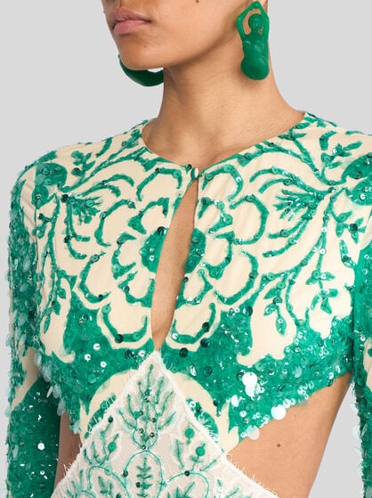 MIDI DRESS WITH SEQUIN EMBROIDERY
