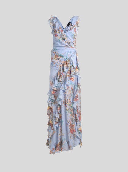 ROBE LONGUE RUCH&Eacute;E &Agrave; D&Eacute;COUPE