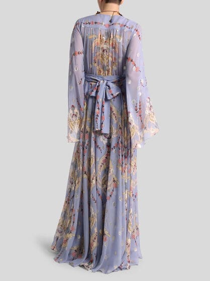 LONG PRINTED SILK DRESS