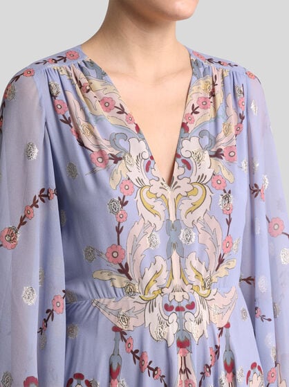 LONG PRINTED SILK DRESS