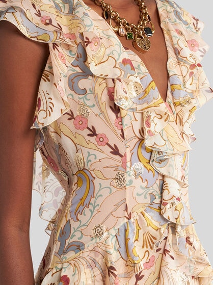 LONG PRINTED SILK DRESS
