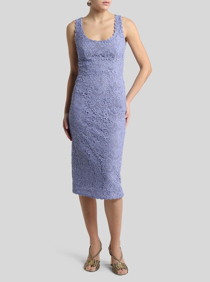 PAISLEY MACRAMÉ SHEATH DRESS