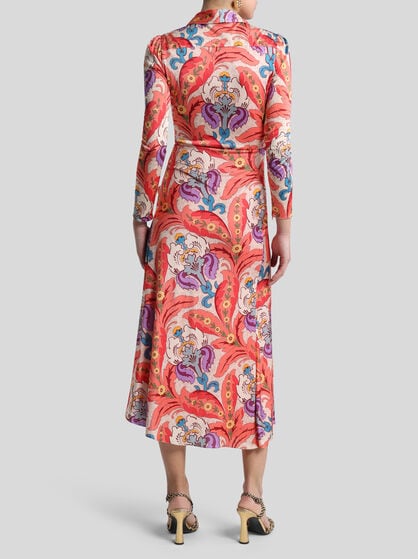 ASYMMETRIC PRINTED JERSEY DRESS