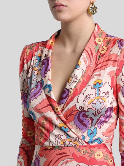ASYMMETRIC PRINTED JERSEY DRESS