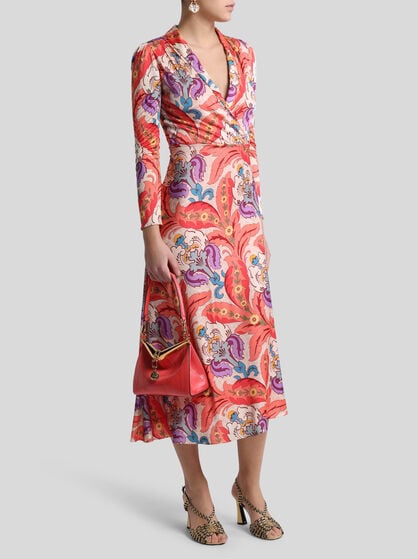 ASYMMETRIC PRINTED JERSEY DRESS