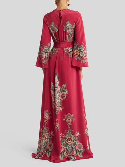 LONG SILK DRESS WITH PRINT