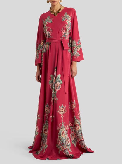 LONG SILK DRESS WITH PRINT