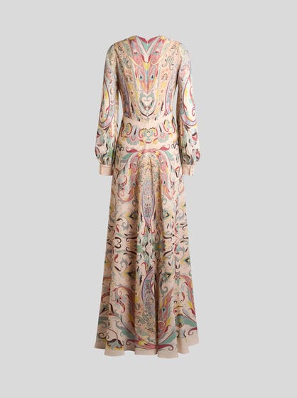 LONG DRESS IN PRINTED STRETCH SABLE