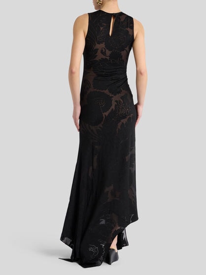 SLEEVELESS DRESS IN BURNOUT STRETCH JERSEY