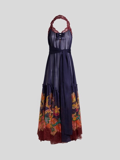 OPEN BOHO DRESS WITH OPEN BACK AND FLOUNCE
