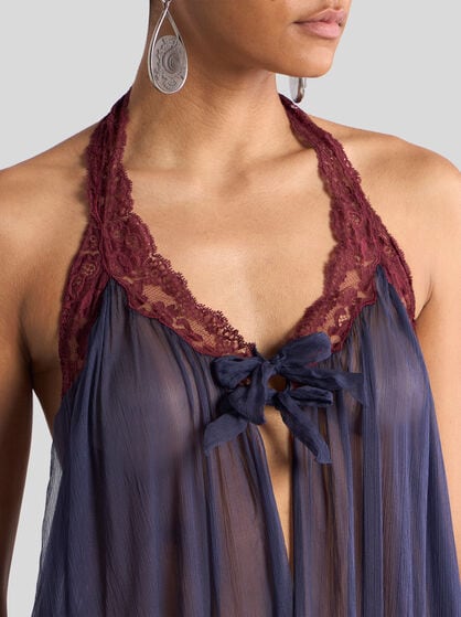 OPEN BOHO DRESS WITH OPEN BACK AND FLOUNCE