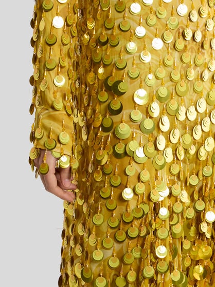 LONG SILK DRESS WITH SEQUIN EMBROIDERY