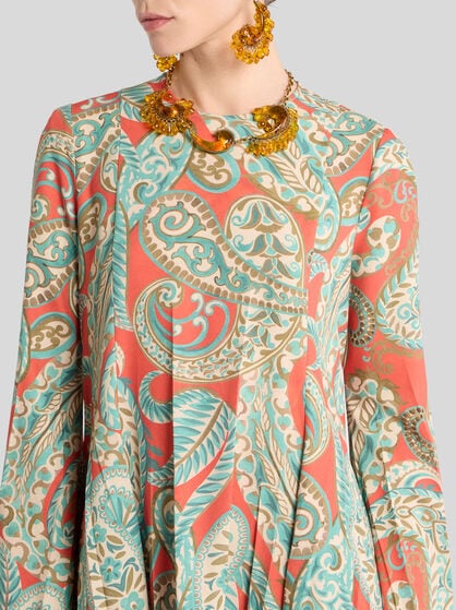 STRETCH SABLE MINI DRESS WITH PAISLEY MOTIF