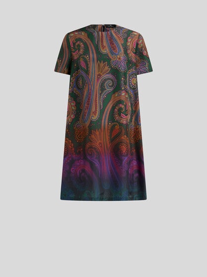 MINI SILK TUNIC DRESS WITH DEGRAD&Eacute; PAISLEY MOTIF