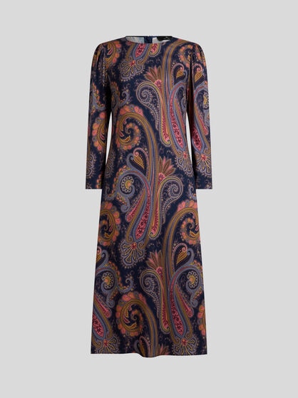 CREPE MIDI DRESS WITH PAISLEY MOTIF