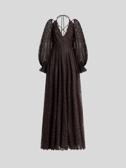 LONG LACE DRESS WITH PAISLEY MOTIF