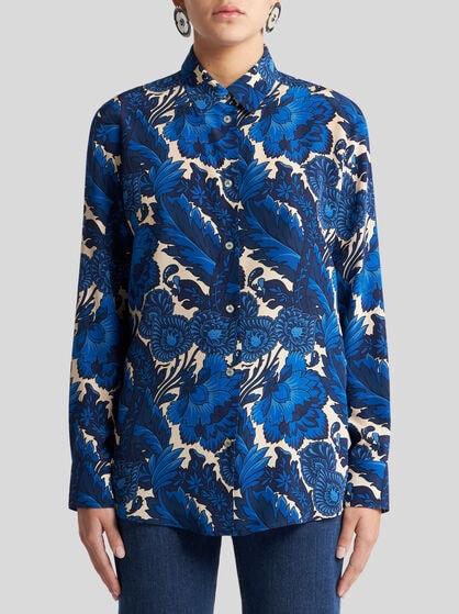 SILK SHIRT WITH MAXI FLORAL PRINT