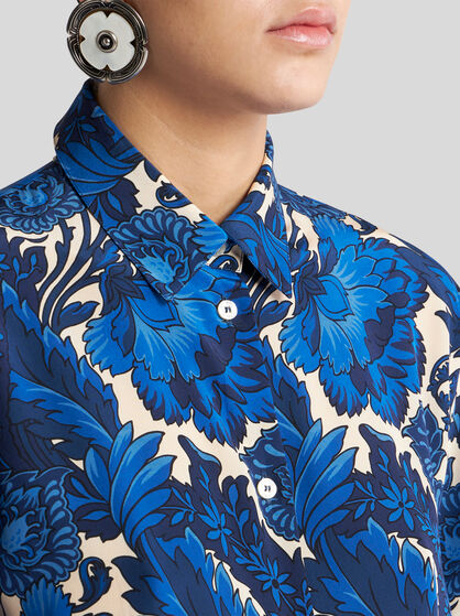 SILK SHIRT WITH MAXI FLORAL PRINT