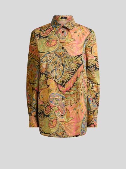 ペイズリーモチーフ コットンポプリン シャツ