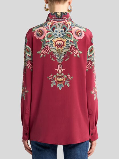 SILK SHIRT WITH PLACED PRINT