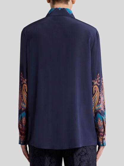 SILK SHIRT WITH PLACED PRINT