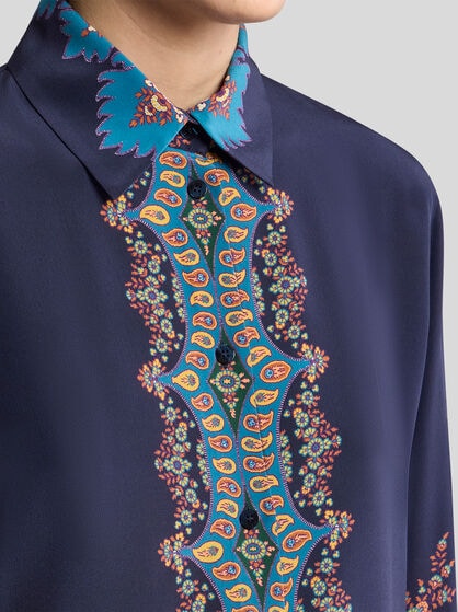 SILK SHIRT WITH PLACED PRINT