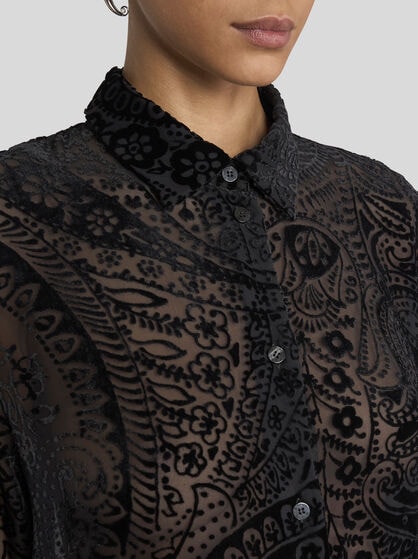 BURNOUT VELVET SHIRT WITH FLORAL PAISLEY MOTIF
