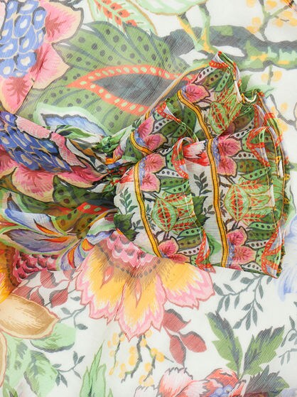 PRINTED SILK SHIRT WITH RUCHING