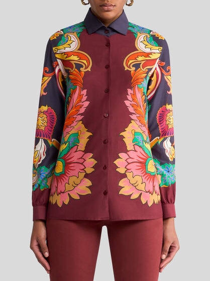SHIRT WITH SCARF-STYLE MAXI FLORAL PRINT