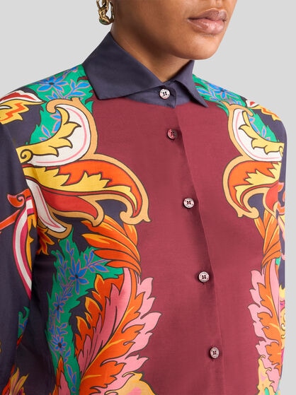 SHIRT WITH SCARF-STYLE MAXI FLORAL PRINT