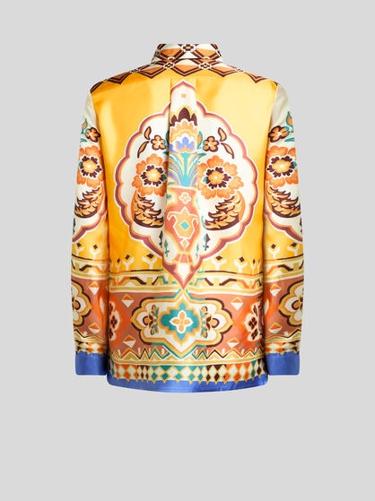 SILK SHIRT WITH PLACED PRINT