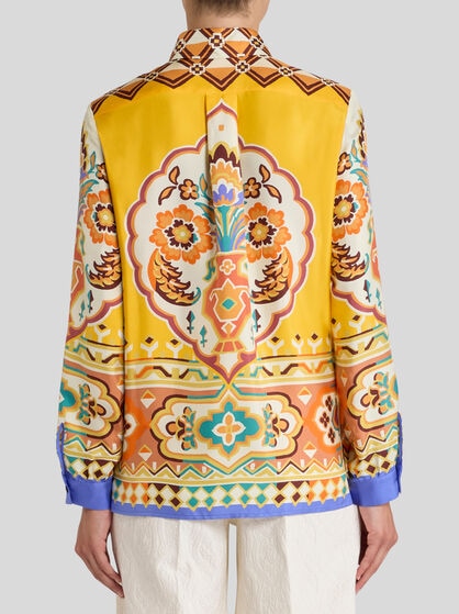 SILK SHIRT WITH PLACED PRINT
