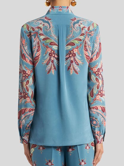 SILK SHIRT WITH PLACED PRINT