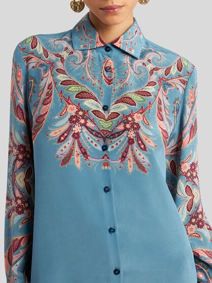 SILK SHIRT WITH PLACED PRINT