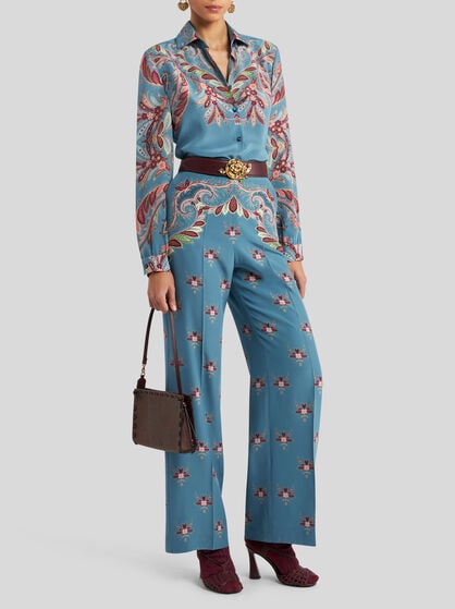 SILK SHIRT WITH PLACED PRINT