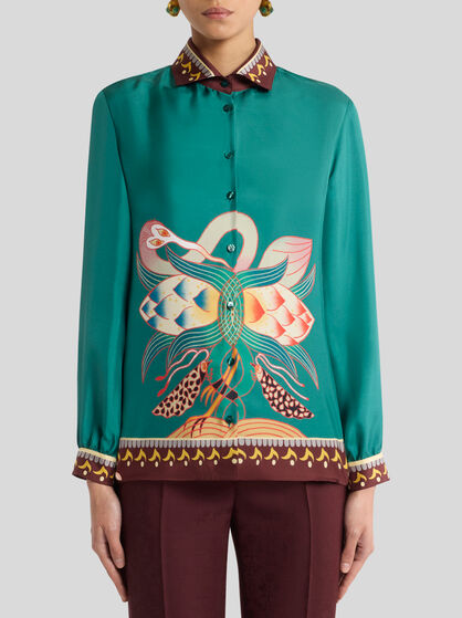 SILK SHIRT WITH ABSTRACT PRINT