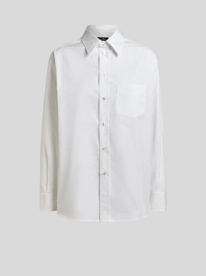 COTTON AND SILK SHIRT WITH PLACED PRINT ON THE BACK