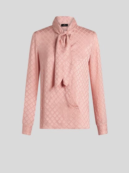 JACQUARD SCARF-COLLAR SHIRT