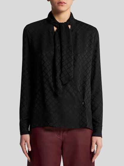 JACQUARD SCARF-COLLAR SHIRT