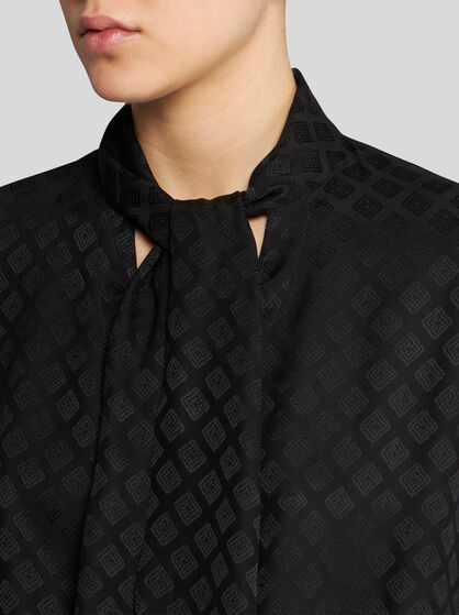 JACQUARD SCARF-COLLAR SHIRT