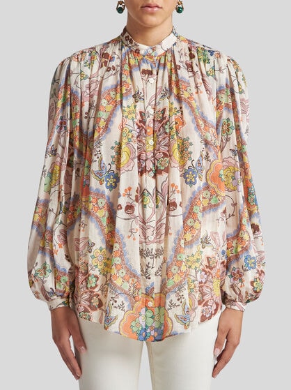 COTTON SHIRT WITH GATHERING